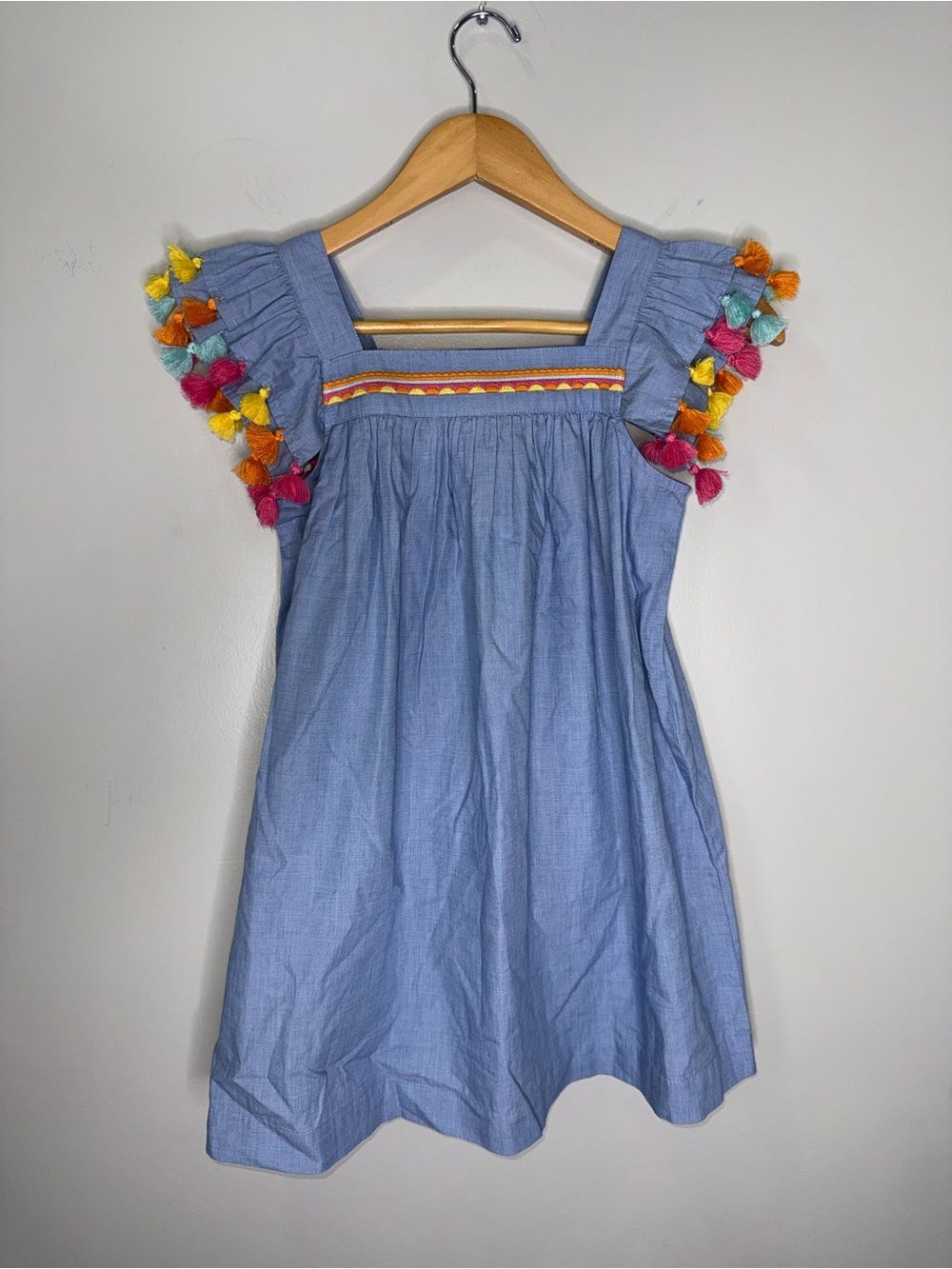 Crown & Ivy Light Blue Girls' Tassel-Trim Summer Dress Size Small 7/8 !